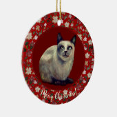 Kerstkat bloemig keramisch ornament (Rechts)