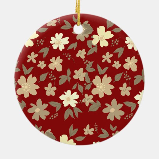 Kerstkat bloemig keramisch ornament (Achterkant)