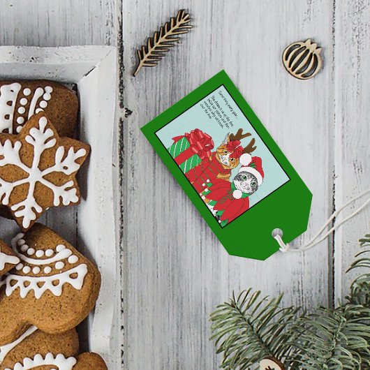 Kerstkat-boeddies Cadeaulabel