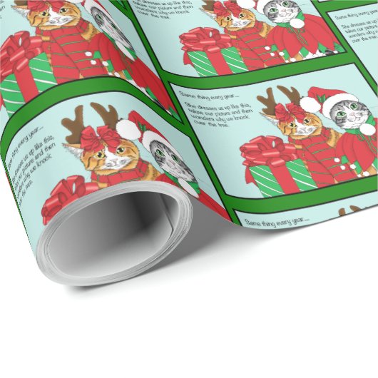 Kerstkat-boeddies Cadeaupapier (Rol Hoek)