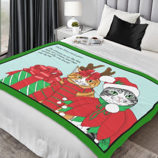 Kerstkat-boeddies Fleece Deken