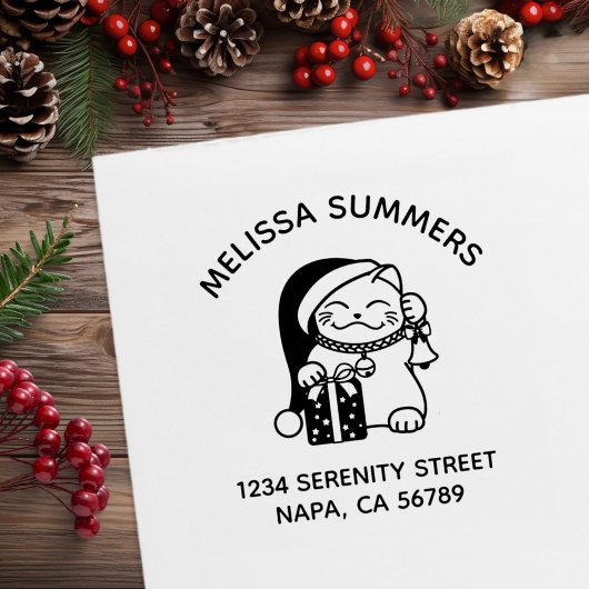 Kerstkat Boog Adres Rubberstempel