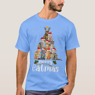 kerstkat-boom met Santa Hat Merry Catmas Fun T-shirt