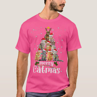 kerstkat-boom met Santa Hat Merry Catmas Fun T-shirt