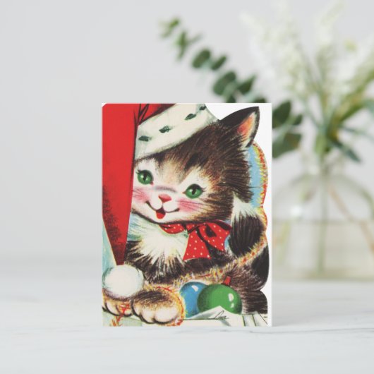 kerstkat briefkaart (Staand voorkant)