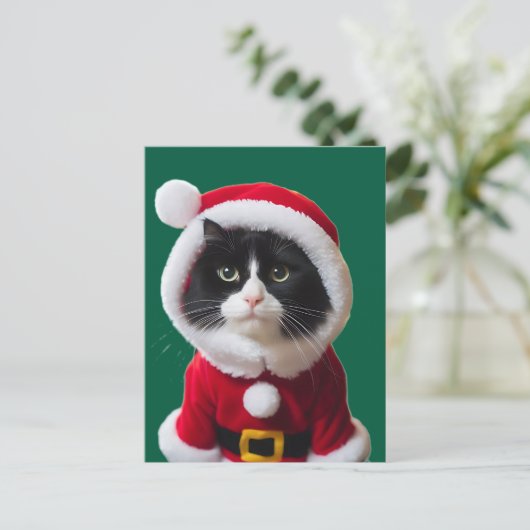 kerstkat briefkaart (Staand voorkant)