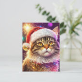 Kerstkat Briefkaart (Staand voorkant)