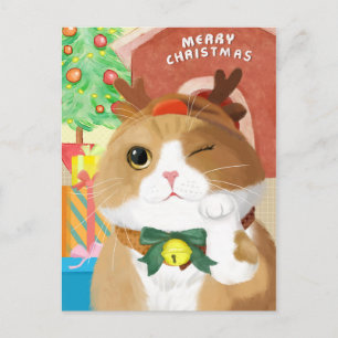kerstkat-Briefkaart Briefkaart
