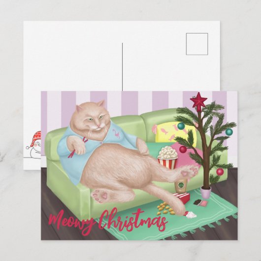 kerstkat-Briefkaart Briefkaart (Voorkant / Achterkant)