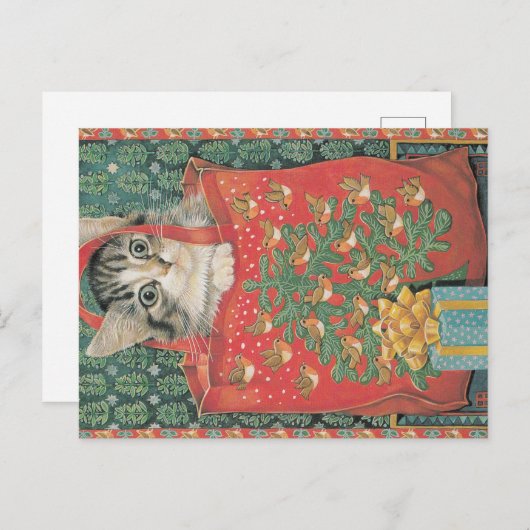 kerstkat-briefkaart  briefkaart (Voorkant / Achterkant)