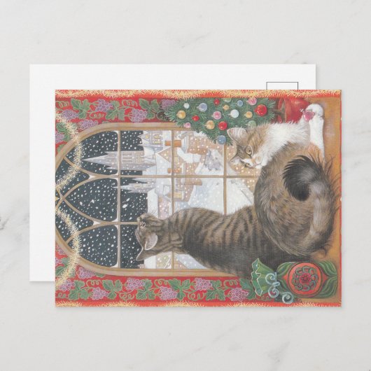 kerstkat-briefkaart  briefkaart (Voorkant / Achterkant)