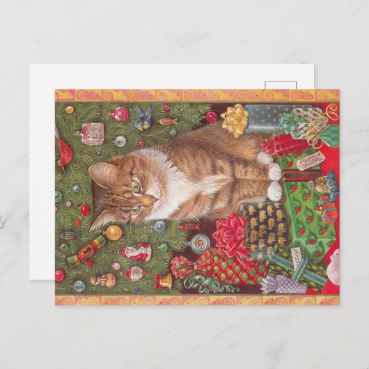 kerstkat-briefkaart  briefkaart (Voorkant / Achterkant)