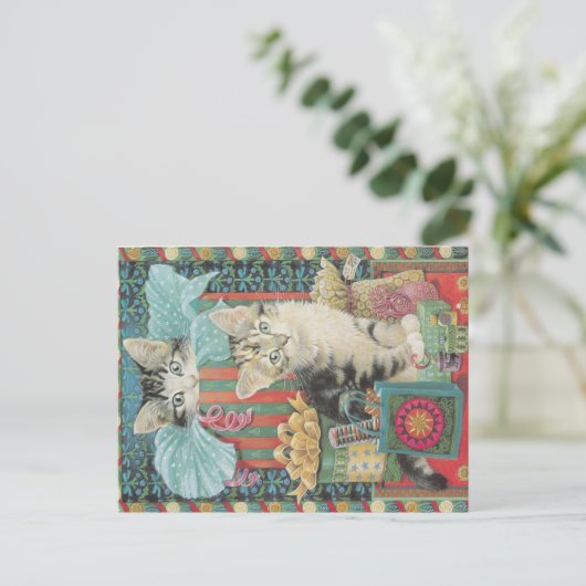 kerstkat-briefkaart briefkaart (Staand voorkant)