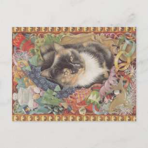 kerstkat-briefkaart, briefkaart