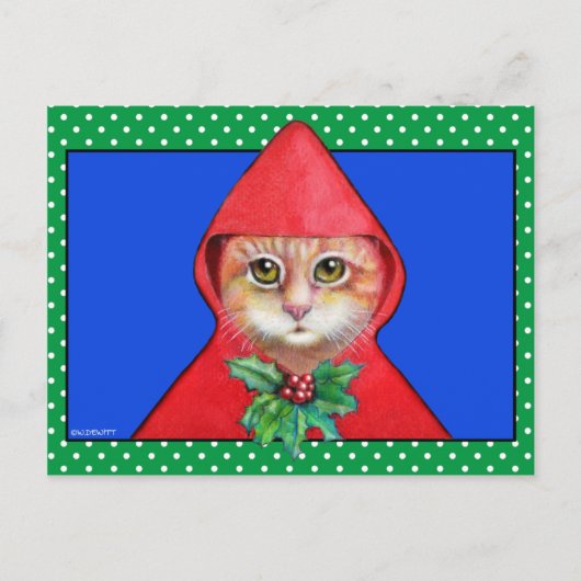 kerstkat-Briefkaart Feestdagenkaart (Voorkant)
