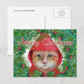 kerstkat-Briefkaart Feestdagenkaart (Voorkant / Achterkant)
