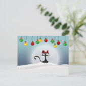 kerstkat-Briefkaart met Retro Feestdagenkaart (Staand voorkant)