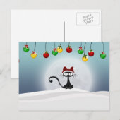 kerstkat-Briefkaart met Retro Feestdagenkaart (Voorkant / Achterkant)
