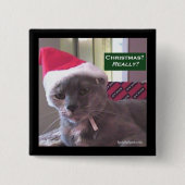 kerstkat-Button Vierkante Button 5,1 Cm (Voorkant)