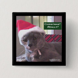 kerstkat-Button Vierkante Button 5,1 Cm