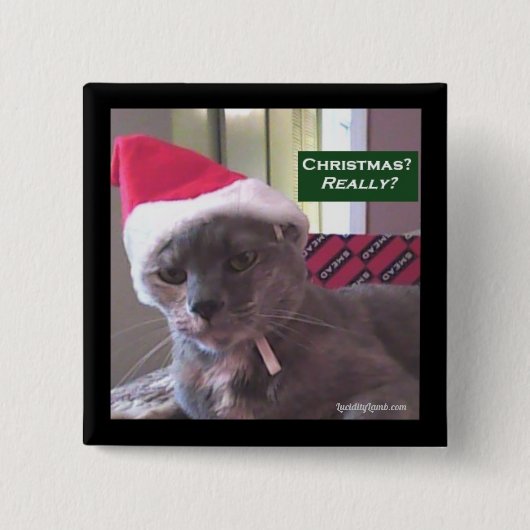 kerstkat-Button Vierkante Button 5,1 Cm (Voorkant)