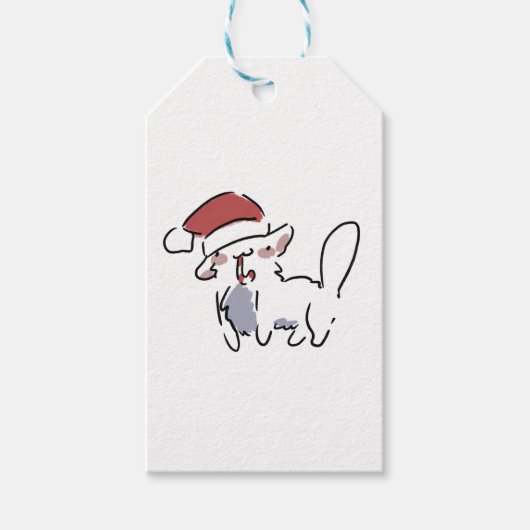 Kerstkat Cadeaulabel (Voorkant)