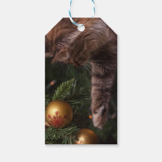kerstkat cadeaulabel (Voorkant)