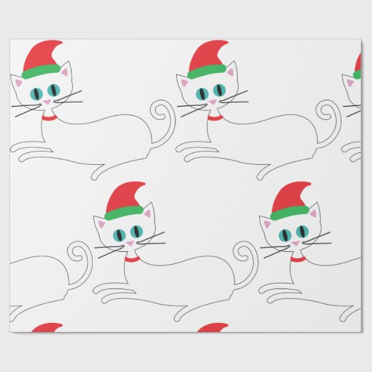 kerstkat cadeaupapier (Vlak)