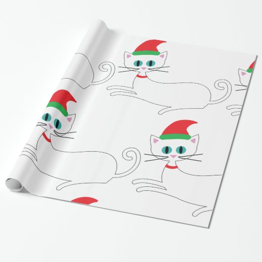 kerstkat cadeaupapier (Uitgerold)