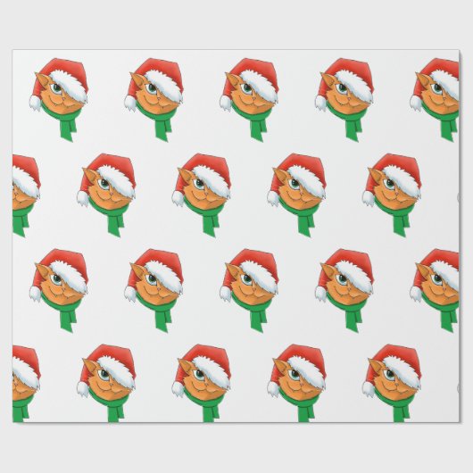 kerstkat cadeaupapier (Vlak)