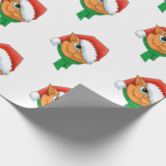 kerstkat cadeaupapier (Hoek)
