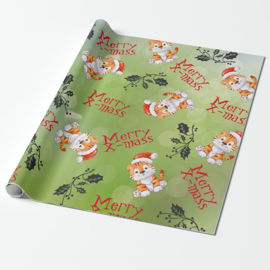 kerstkat cadeaupapier (Uitgerold)