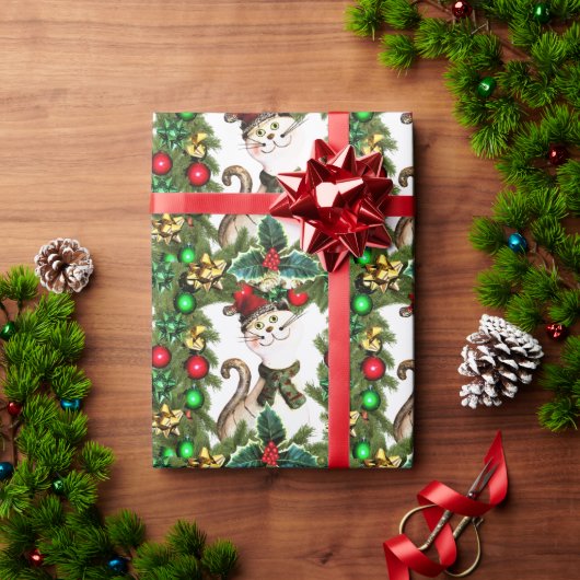 Kerstkat Cadeaupapier (Feestdagen Geschenken)