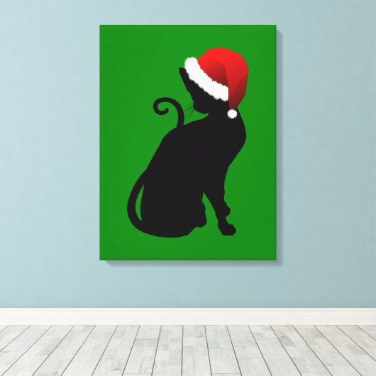 Kerstkat Canvas Afdruk (Insitu (Houten vloer))