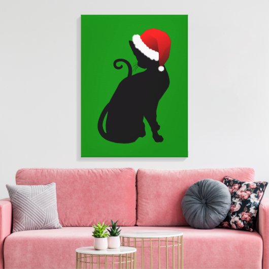 Kerstkat Canvas Afdruk (Insitu (Woonkamer))