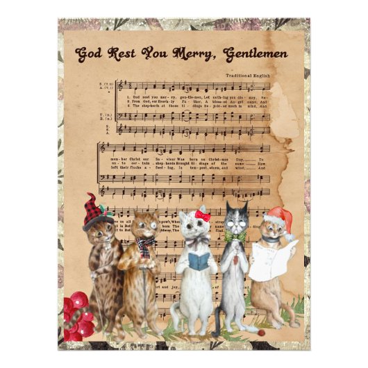 Kerstkat Carolers Foto Afdruk (Voorkant)