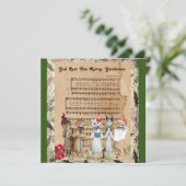 Kerstkat Carolers Kaart (Staand voorkant)