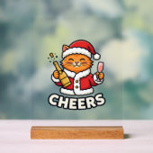 Kerstkat Cheers Vectorontwerp Acryl Bord (Neutraal)