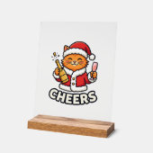 Kerstkat Cheers Vectorontwerp Acryl Bord (Hoek)