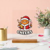 Kerstkat Cheers Vectorontwerp Acryl Bord (Huwelijk)
