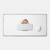 Kerstkat Cheers Vectorontwerp Bureaumat (Keyboard & Muis)