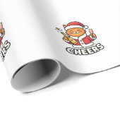 Kerstkat Cheers Vectorontwerp Cadeaupapier (Rol Hoek)