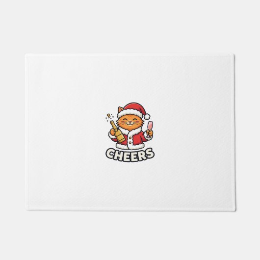 Kerstkat Cheers Vectorontwerp Deurmat (Voorkant)