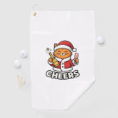 Kerstkat Cheers Vectorontwerp Golfhanddoek (Insitu)