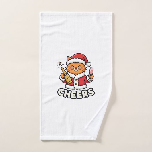 Kerstkat Cheers Vectorontwerp Handdoek (Handdoek)