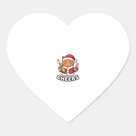 Kerstkat Cheers Vectorontwerp Hart Sticker (Voorkant)