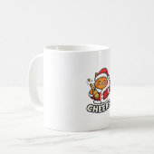 Kerstkat Cheers Vectorontwerp Koffiemok (Voorkant links)
