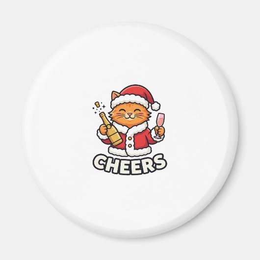 Kerstkat Cheers Vectorontwerp Magneet (Voorkant)