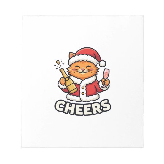 Kerstkat Cheers Vectorontwerp Notitieblok (Voorkant)