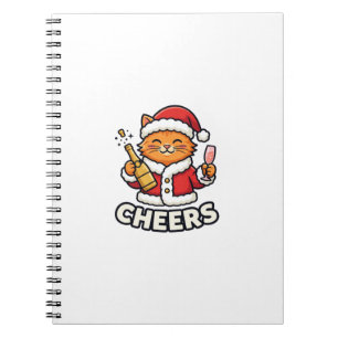 Kerstkat Cheers Vectorontwerp Notitieboek